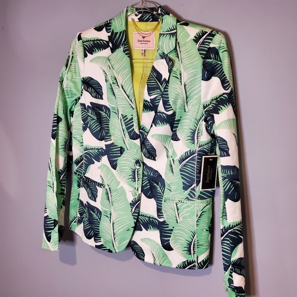 NWT Juicy Couture Palmetto Print blazer sz10 - Picture 4 of 12
